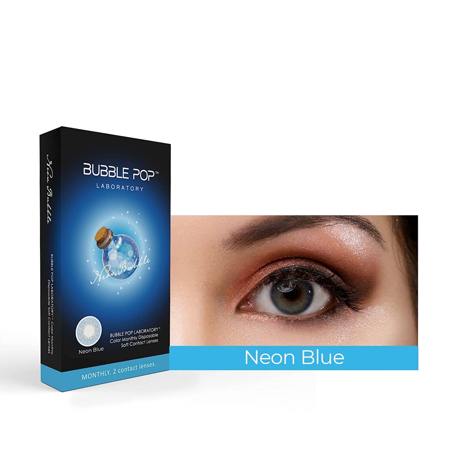 Bubble Pop Neon Blue Zero Power Color Contact Lenses
